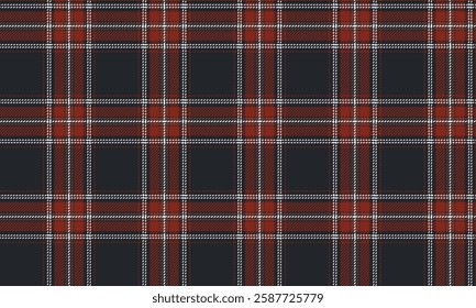 Seamless plaid, navy, red, white, for clothing design such as skirts and pants, giving a classic and modern look, suitable for all occasions.