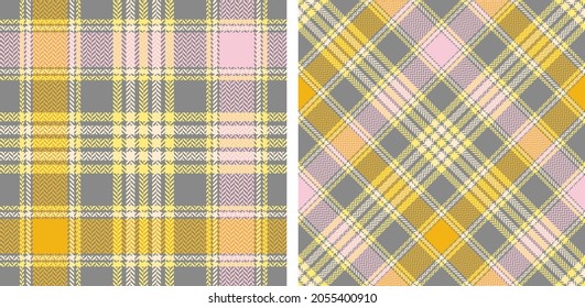 Seamless plaid pattern background set. Classic pixel texture herringbone. Straight and oblique scottish cage. Vector graphics printing on fabric, shirt, textile, curtain and tablecloth.