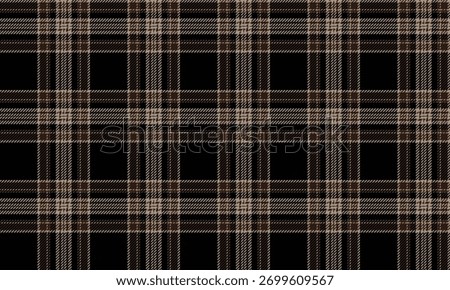 Seamless plaid pattern, black, beige, brown, for designing clothes, skirts, pants, dresses, aprons, elegant and contemporary style for all seasons.