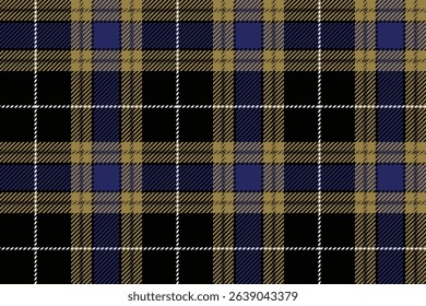 Seamless plaid pattern, black, blue, yellow, white, creates a powerful and striking style. Suitable for designing clothes, skirts and pants, completes a modern and unique look.