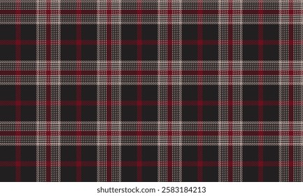 Seamless plaid pattern, black, cream, red tones, suitable for designing clothes, skirts and pants to create outstanding and stylish fashion.