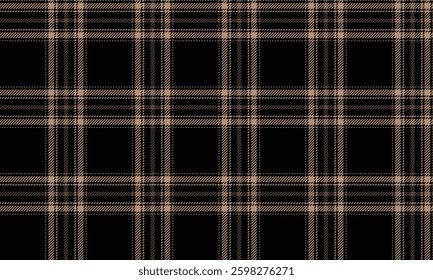 Seamless plaid pattern, black, cream, luxury, classic, suitable for designing clothes such as skirts, pants, creating a striking and stylish look, vector illustration.