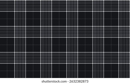 Seamless plaid pattern, black, dark grey, white, classic and elegant design, suitable for designing clothes, skirts and pants, adding style to every look, vector illustration.