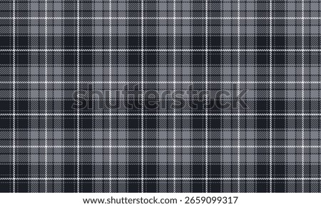 Seamless plaid pattern, black, dark grey, white, looks elegant and modern for textiles and clothing design, skirts, pants, shirts, dresses, blankets, minimalist style.
