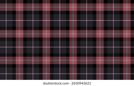 Seamless plaid pattern, black, pink, classic design for fashion design such as shirts, skirts, pants, scarves, as well as textiles such as blankets, curtains and tablecloths.