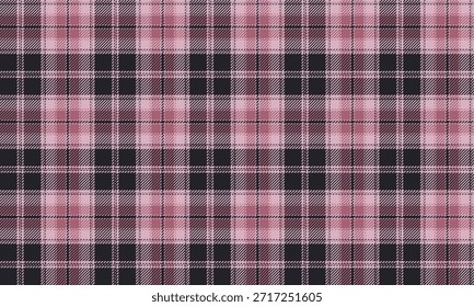 Padrão de xadrez sem costura em preto e rosa transmite uma sensação confiante e única, ideal para têxteis e design de vestuário, incluindo uniformes, moda, saias e calças.