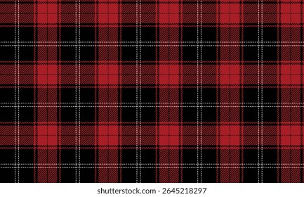 Seamless plaid pattern, black, red, white. Modern design for textile, clothes, skirt, pants, casual wear. Add a touch of style and flair to your fashion, vector illustration.