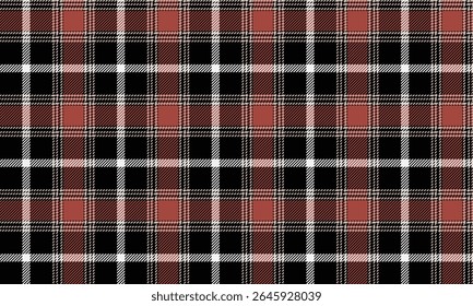 Seamless plaid pattern, black, red, white, modern design for textiles, clothing design, skirts or pants, cool and classic look for all seasons, vector illustration.