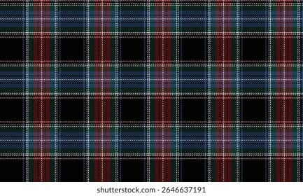 Seamless plaid pattern, black, red, blue, green, classic and fresh feel, suitable for textile, clothing, skirt, pants, blanket, apron, tablecloth, vector illustration.