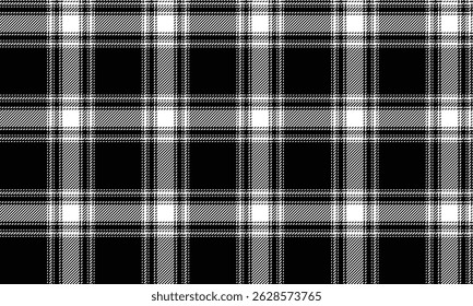 Seamless plaid pattern, black and white, classic and modern look. Perfect for textiles, clothing, skirts, pants or decorative fabrics. Versatile and timeless style.