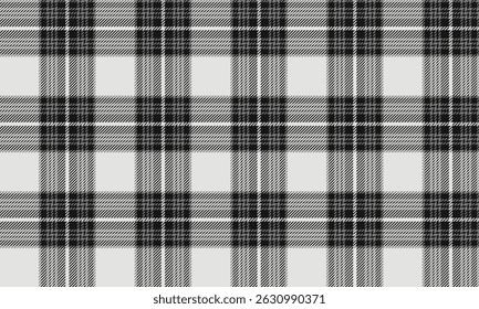 Seamless plaid pattern, black and white, simple but stylish, suitable for designing clothes, skirts and pants, adding a classic and modern touch to your look, vector illustration.