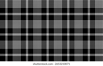 Padrão de xadrez sem costura, preto, branco, simples e fresco design, dando uma sensação minimalista, adequado para o trabalho têxtil e da moda, como calças, saias ou roupas contemporâneas modernas.