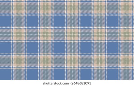 Seamless plaid pattern, blue, beige, white, simple and elegant design, suitable for designing clothes, skirts and pants, adding a classic and modern look.