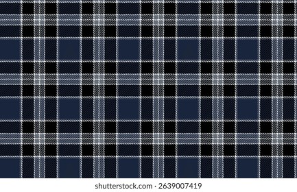 Seamless plaid pattern, blue, black, white, gives a sense of luxury and modernity, suitable for designing clothes, skirts and pants, adding a perfect style to stand out.