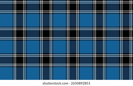 Seamless plaid pattern, blue, black, white, gives a cool and stylish feel, suitable for designing clothes, skirts or casual pants to add a contemporary touch to every look.