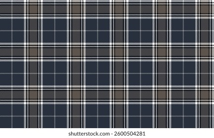 Seamless plaid pattern, blue, brown, white, classic style, suitable for designing clothes, skirts, pants, for charm and modernity, vector illustration.