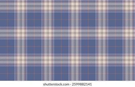 Seamless plaid pattern, blue, cream, white, orange, beautiful classic, suitable for fashion design clothes, skirts and pants, vector illustration.