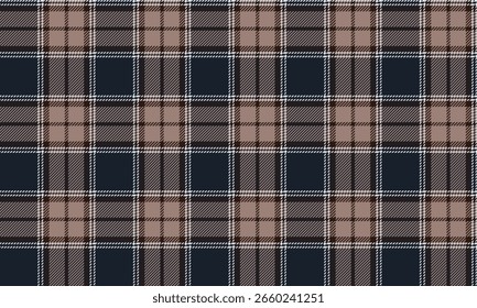 Patrón de cuadros sin costuras, azul, crema, blanco para el diseño textil y de la ropa, faldas, pantalones, camisas, vestidos, estilo elegante y contemporáneo, Ilustración vectorial.