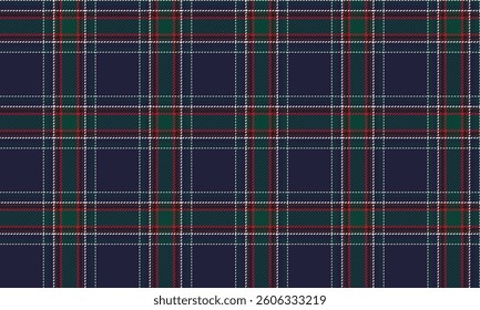 Seamless plaid pattern, blue, green, red, white, suitable for clothing design such as skirts and pants, gives a classic and modern feel at the same time, vector illustration.