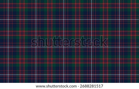 Seamless plaid pattern in blue, green, red, and white for designing clothes, skirts, pants, and dresses, giving a classic, fresh, and lively look.