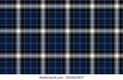 Padrão xadrez sem costura, azul, azul claro, branco, preto para roupas de moda, como camisas, saias, calças, vestidos ou têxteis, cobertores, dando um olhar clássico moderno e elegante.