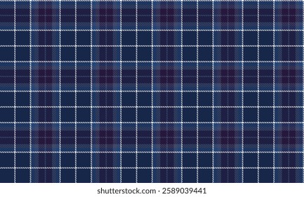 Seamless plaid pattern, blue, purple, white, suitable for designing clothes such as shirts, skirts and pants, adding a striking and modern touch to any occasion.