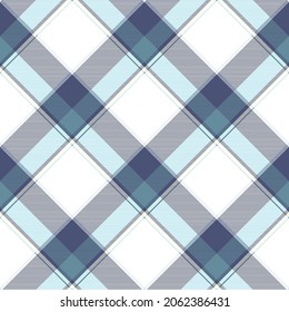 Seamless plaid pattern in blue, teal, white, cream and beige. 