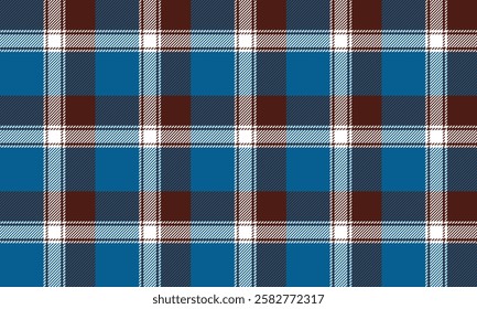 Seamless plaid pattern, blue, white, brown, designed for use in fashion such as clothes, skirts, pants, simple but chic, suitable for all seasons.