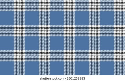 Seamless plaid pattern, blue, white, black, classic and modern style, suitable for designing clothes such as skirts and pants, adding style to every outfit.