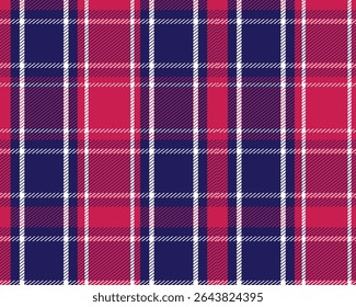 Seamless plaid pattern, blue, white, red, for striking in clothes such as shirts, skirts and pants, adding style and uniqueness to the outfit