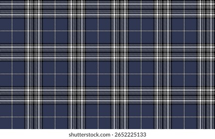 Seamless plaid pattern, blue, white, black for fashion design clothes, skirts, pants, shirts and textiles with modern or classic style, vector illustration.