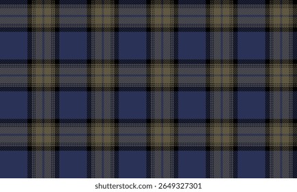 Seamless plaid pattern, blue, yellow, black, simple and elegant design for designing shirts, dresses, skirts, pants or casual and formal fashion.