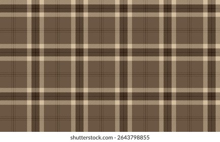 Seamless plaid pattern, brown, beige, warm, classic feel, for textile or clothing design, skirt, pants, blanket, apron, elegant style, vector illustration.