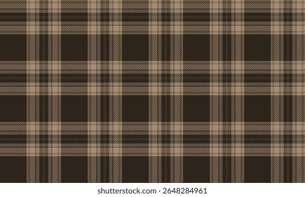 Seamless plaid pattern, brown, beige, warm feeling, suitable for textile design, clothes, skirts, pants, shirts, vintage or minimal style, vector illustration.