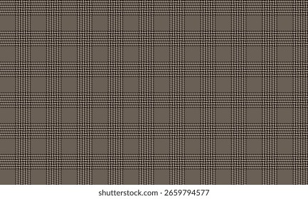 Patrón de cuadros sin costuras, marrón, beige, transmite calidez, clasicismo, para textiles y prendas de vestir, faldas, pantalones, añadiendo encanto vintage a la moda simple, Ilustración vectorial.