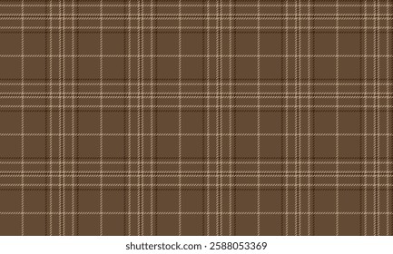 Seamless plaid pattern, brown, cream, modern charm, suitable for designing clothes, skirts, pants, giving a warm and classic feeling. Vector illustration.