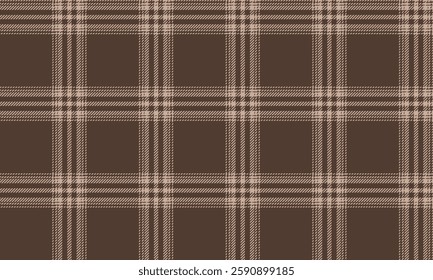 Seamless plaid pattern, brown, cream, in a classic style, suitable for designing clothes, skirts and pants, conveying warmth, elegance and friendliness.