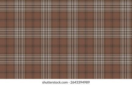 Seamless plaid pattern, brown, cream, warm vintage feel, suitable for designing clothes, skirts, pants, aprons and other textiles, vector illustration.