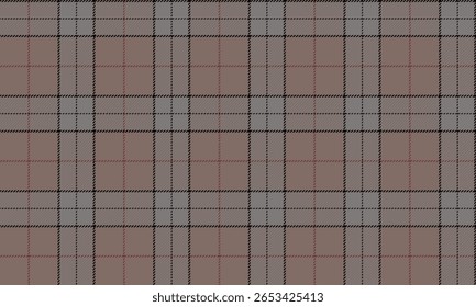 Padrão xadrez sem costura, marrom, cinza, vermelho para têxteis e moda, enfatizando o estilo contemporâneo, misturado com uma sensação vintage, adequado para saias, calças e roupas casuais elegantes.