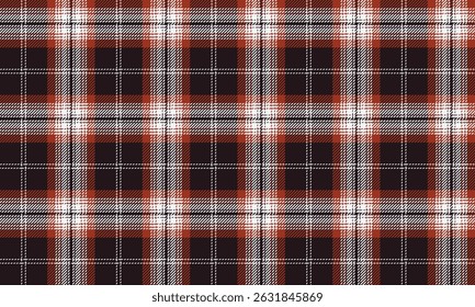 Seamless plaid pattern, brown, orange, white, warm and classic feeling, suitable for designing clothes, skirts and pants, creating a unique and elegant style.