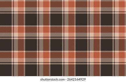 Seamless plaid pattern, brown, orange, cream, for designing clothes such as skirts, pants or casual wear, add a touch of flair to your fashion, vector illustration.