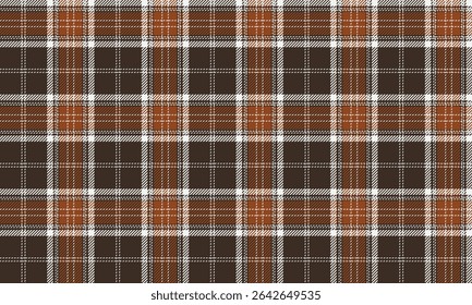 Seamless plaid pattern, brown, orange, white, giving a warm, classic and stylish feeling, suitable for designing clothes, skirts and pants, adding more fashion highlights.