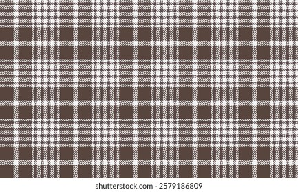 Seamless plaid pattern, brown, white. Suitable for designing clothes, skirts, pants and textiles. Gives a classic and stylish look. Versatile, vector illustration.