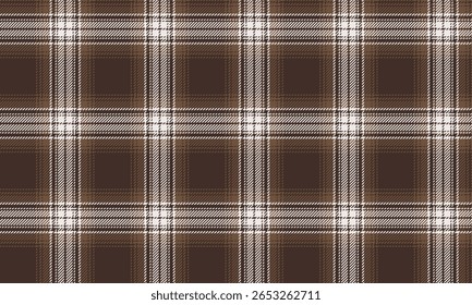 Seamless plaid pattern, brown, white, warm, classic feel, suitable for textile design, clothes, skirts and pants, vintage or modern style, simple but striking, versatile.