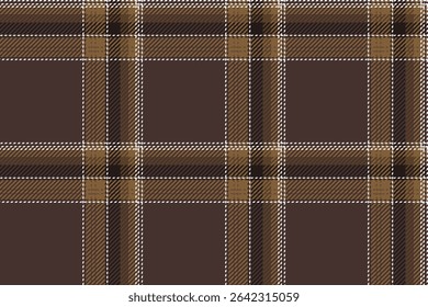 Seamless plaid pattern, brown, yellow, white for designing clothes, skirts, pants, casual wear, to look beautiful and match every style, vector illustration.