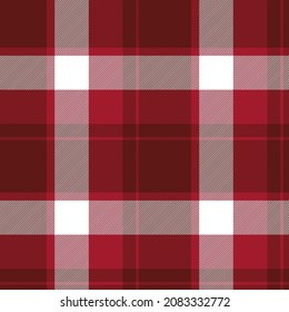 Seamless plaid pattern in burgundy red and white. All over classic fabric print. 