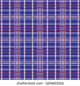 Seamless Plaid Pattern --
Classic Tartan with Americana Color Scheme -- Red, White and Blue -  Vector Illustration -- Global Colors saved with Pattern Swatches