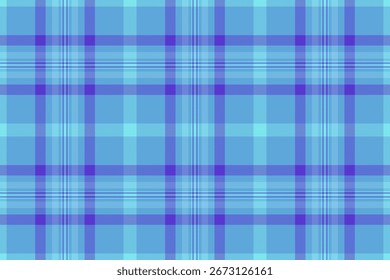 Seamless plaid pattern in cool blue tones. Modern and versatile, great for backgrounds, textiles, or graphic design projects. Adaptable and eyecatching.