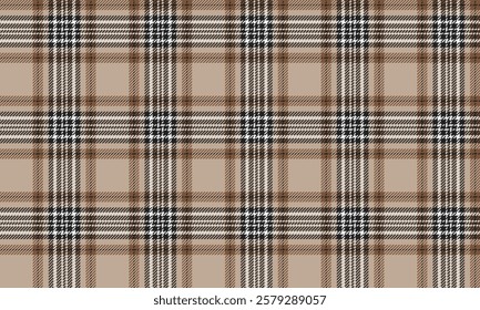 Seamless plaid pattern, cream, black, white, brown, designed for clothing, skirts, pants, suitable for any occasion, vector illustration.
