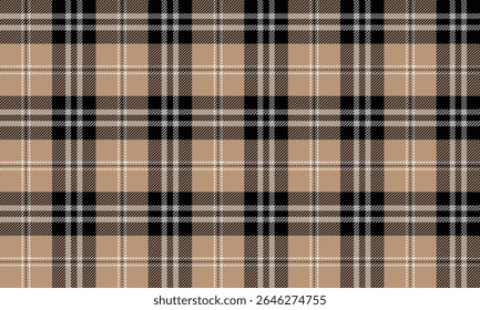 Padrão xadrez sem costura, creme, preto, branco, elegante e clássico olhar para o design têxtil, roupas, saia, calças, avental ou decoração de casa, ilustração vetorial.